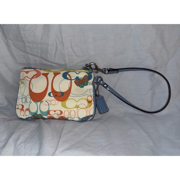 Y2K Coach Butterfly Wristlet White Blue Orange with Hangtag - Picture 1 of 7